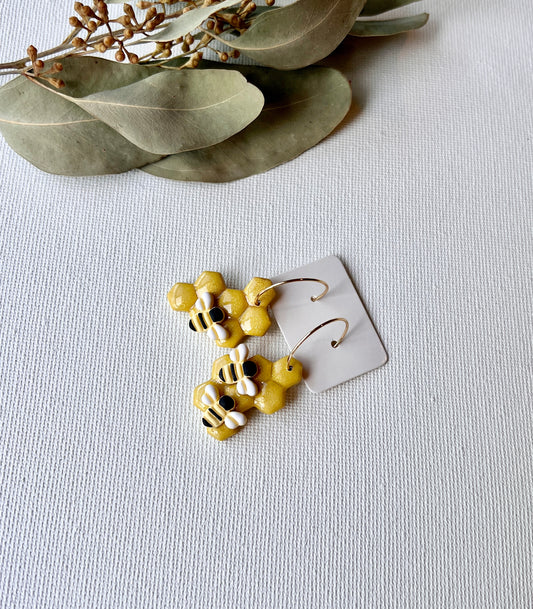 Honey Bee Dangle Hoops