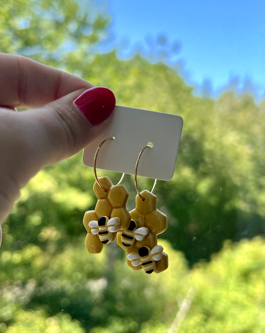 Honey Bee Dangle Hoops