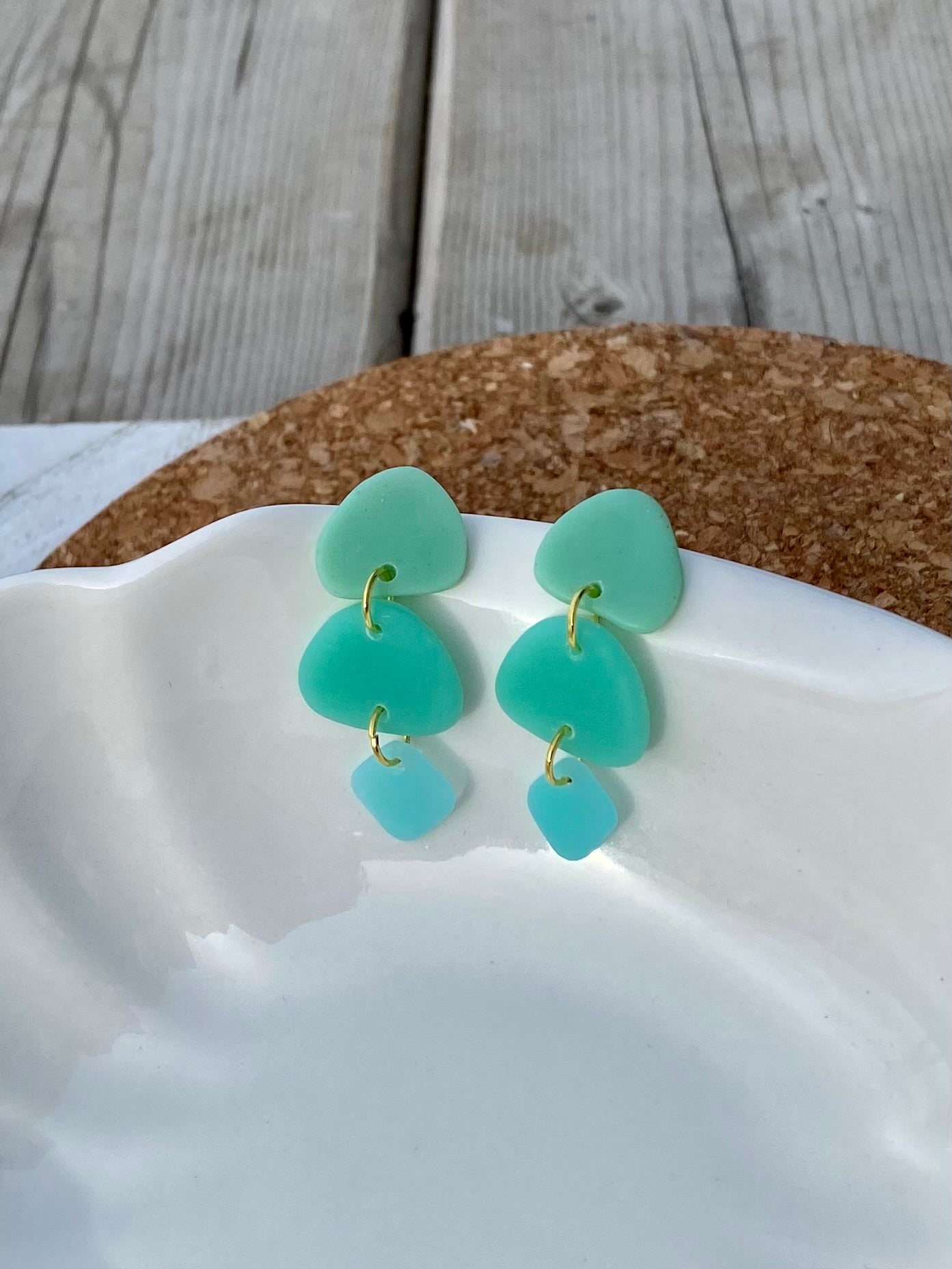 Sea Glass Polymer Clay Earrings