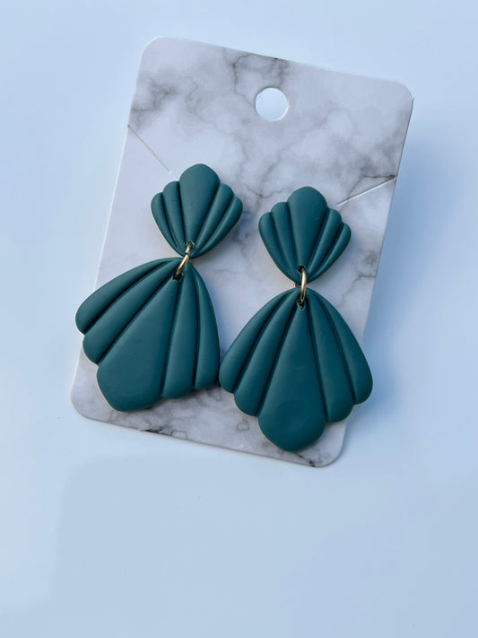 Teal Scalloped Dangles