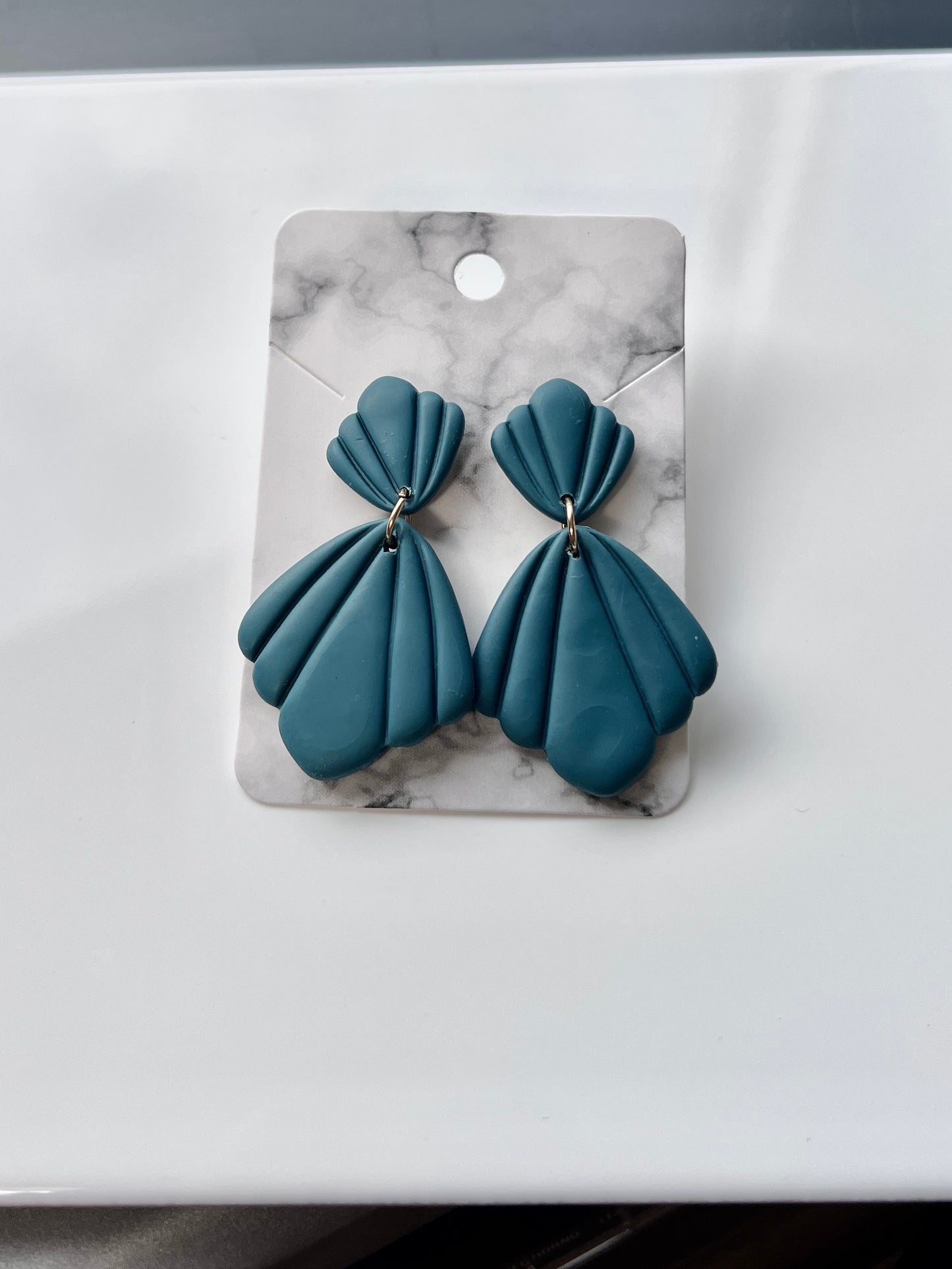 Teal Scalloped Dangles