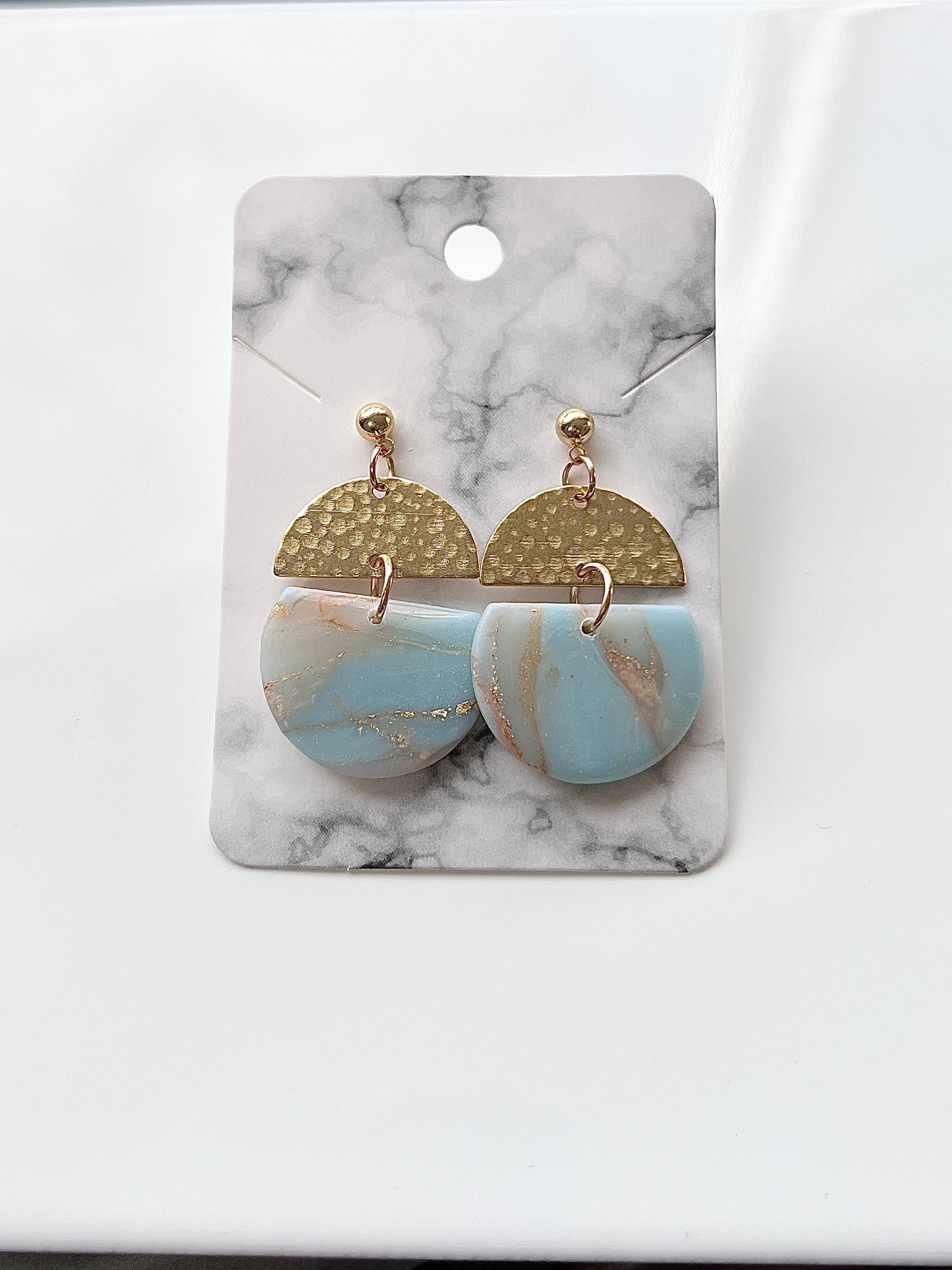 Blue Geode Drop Earrings