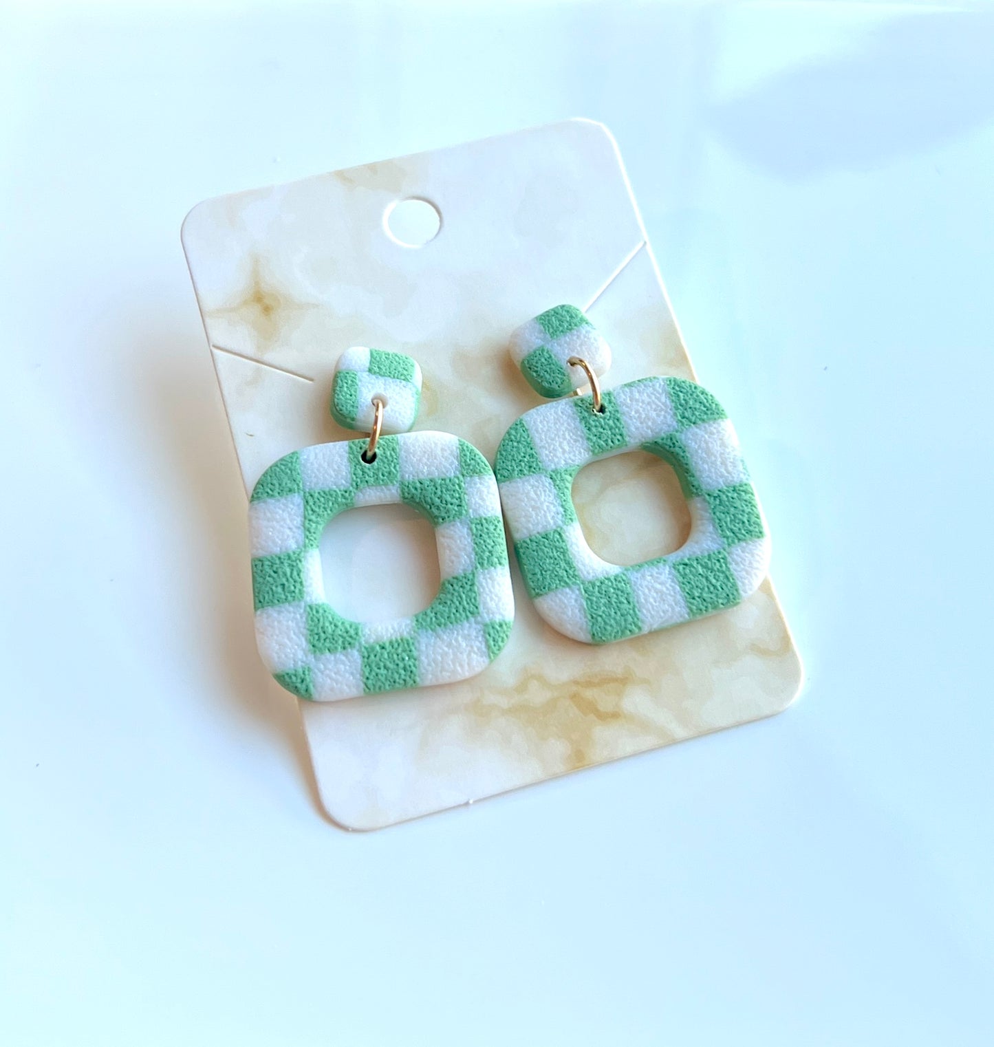 Sage Checkered Dangles